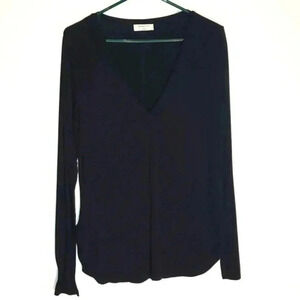 Babaton Aritzia Norris Black Long Sleeve Top V  neck sz M